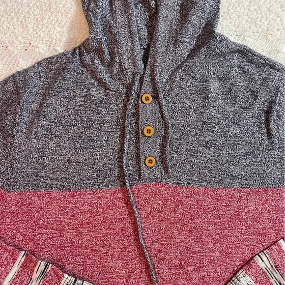 CPO Provisions (Urban Outfitters) Men’s Rd/Gra Henley Hooded Sweater - Picture 5 of 7